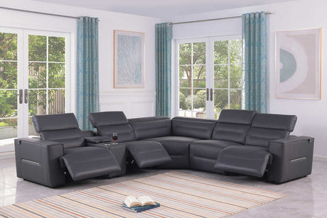 Nexus Dark Navy Power Reclining Sectional Sofa full front view