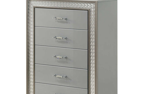 Dubai Metallic Silver High Gloss Chest front view