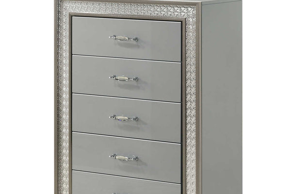 Dubai Metallic Silver High Gloss Chest front view