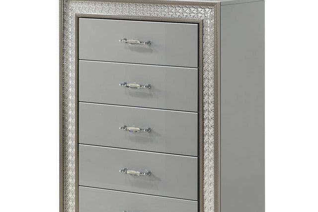 Dubai Metallic Silver High Gloss Chest front view