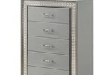 Dubai Metallic Silver LED Panel Bedroom Set main frontal view