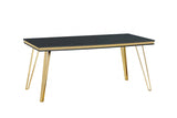 Room view of Midnight Black and Gold Upholstered Dining Set in dining room setting