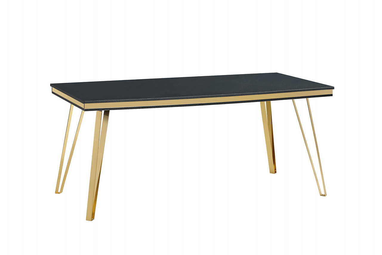 Room view of Midnight Black and Gold Upholstered Dining Set in dining room setting