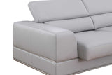 Pella Light Grey Leather Sectional front view