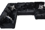 Detail of thick stripe black fabric on Austin sectional