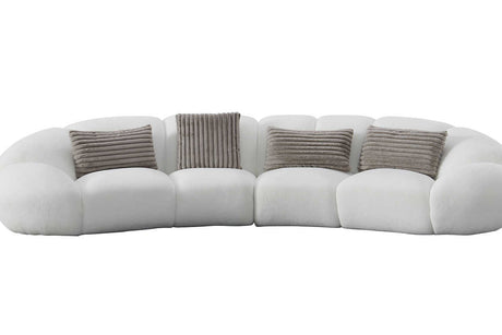 Room view of Big Cloud white soft fur fabric oversize sectional sofa