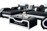 Matrix Black White Faux Leather Sectional