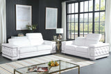 Side view of Favo White Leather Living Room Set