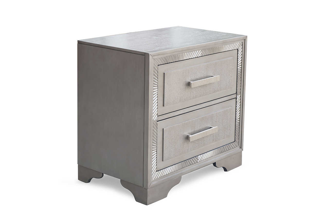 main view of Miramar Gray Panel Bedroom Set bed