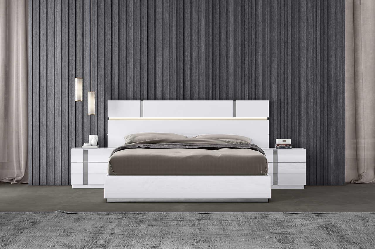 Chloe White Gloss King Bed LED headboard detail