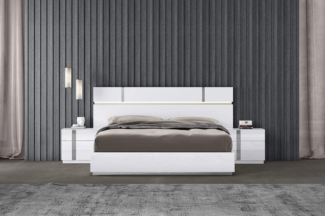Side angle of Chloe white contemporary chest