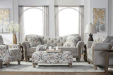 Side view of Sandstone Oyster Beige Tufted Fabric Chair