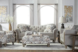 Sandstone Oyster Beige Tufted Fabric Sofa side view