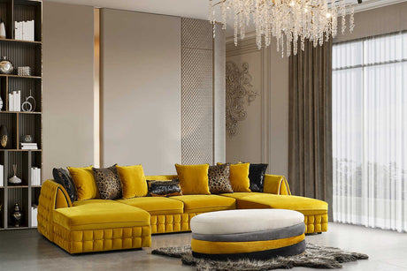 Sicilya Mustard Velvet Sectional Sofa, main front view