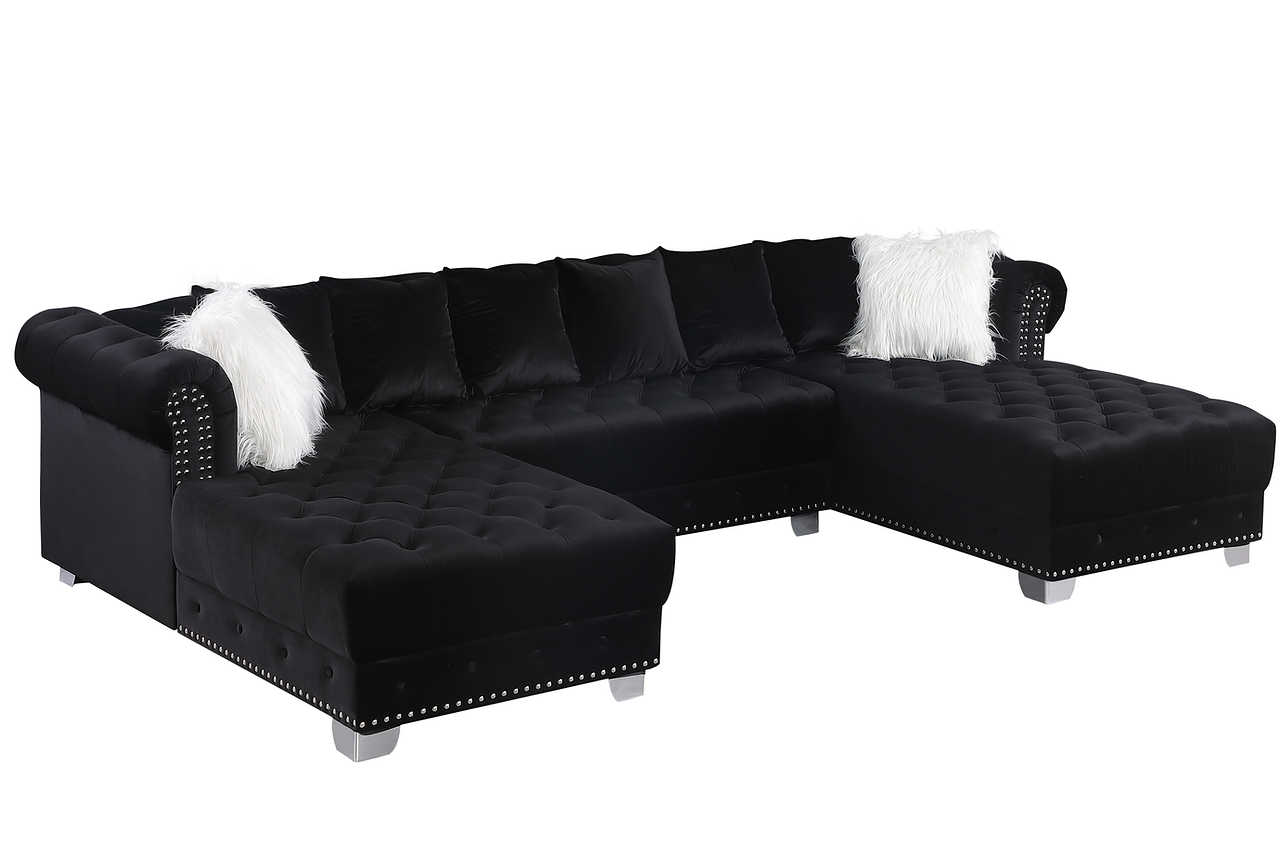 Close-up view of velvet tufted detailing on Jordan II sectional