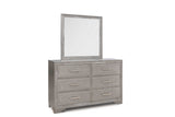 side view of Miramar Gray Panel Bedroom Set bed