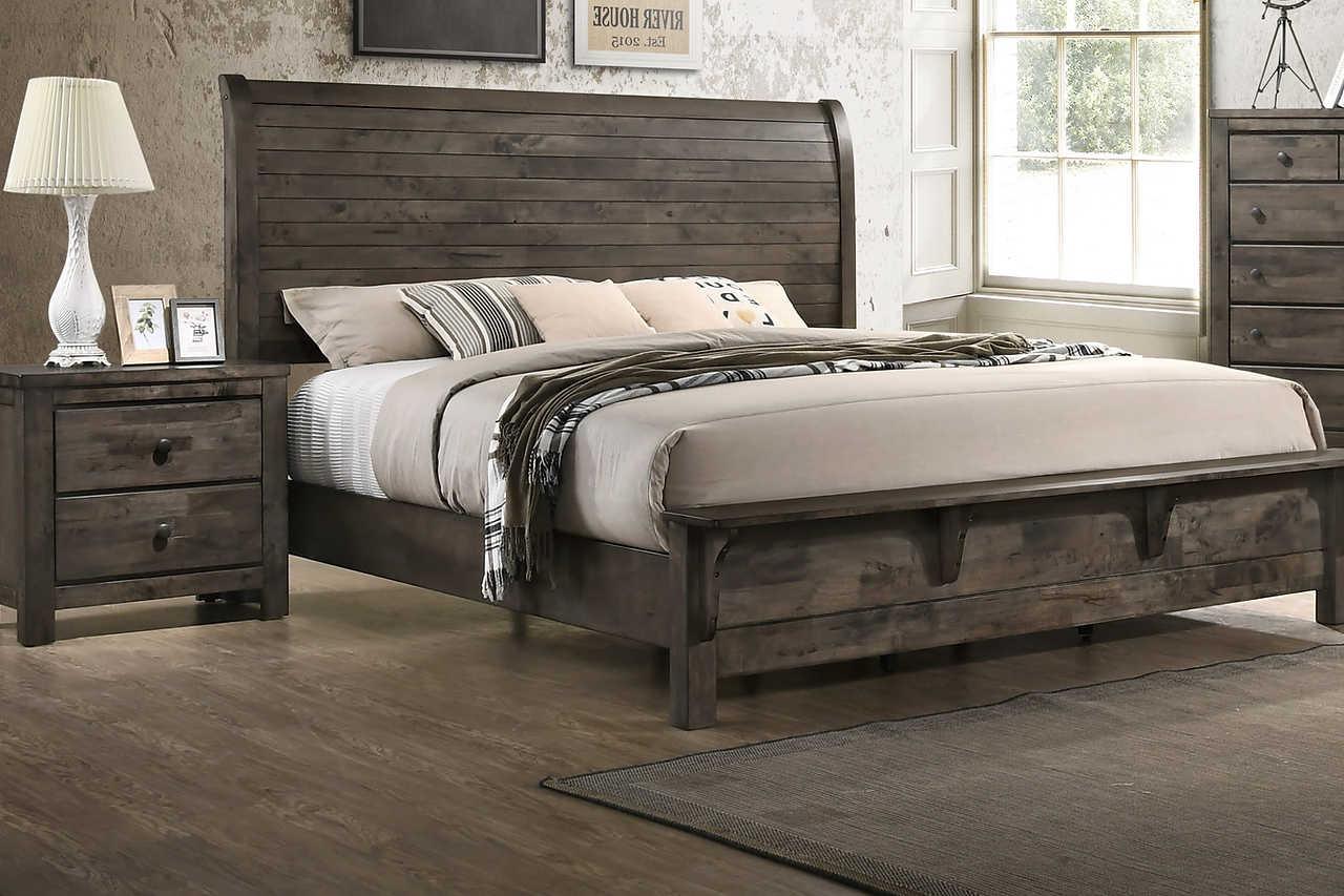 Farmhouse gray 5-drawer solid wood chest front view