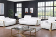 Hexor white Italian leather sofa front view
