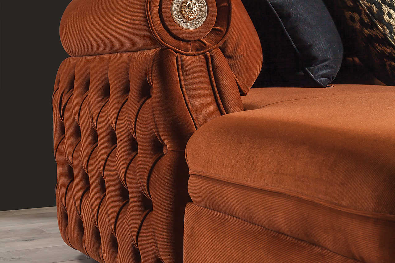 Brooklyn Orange Sectional sofa fabric detail