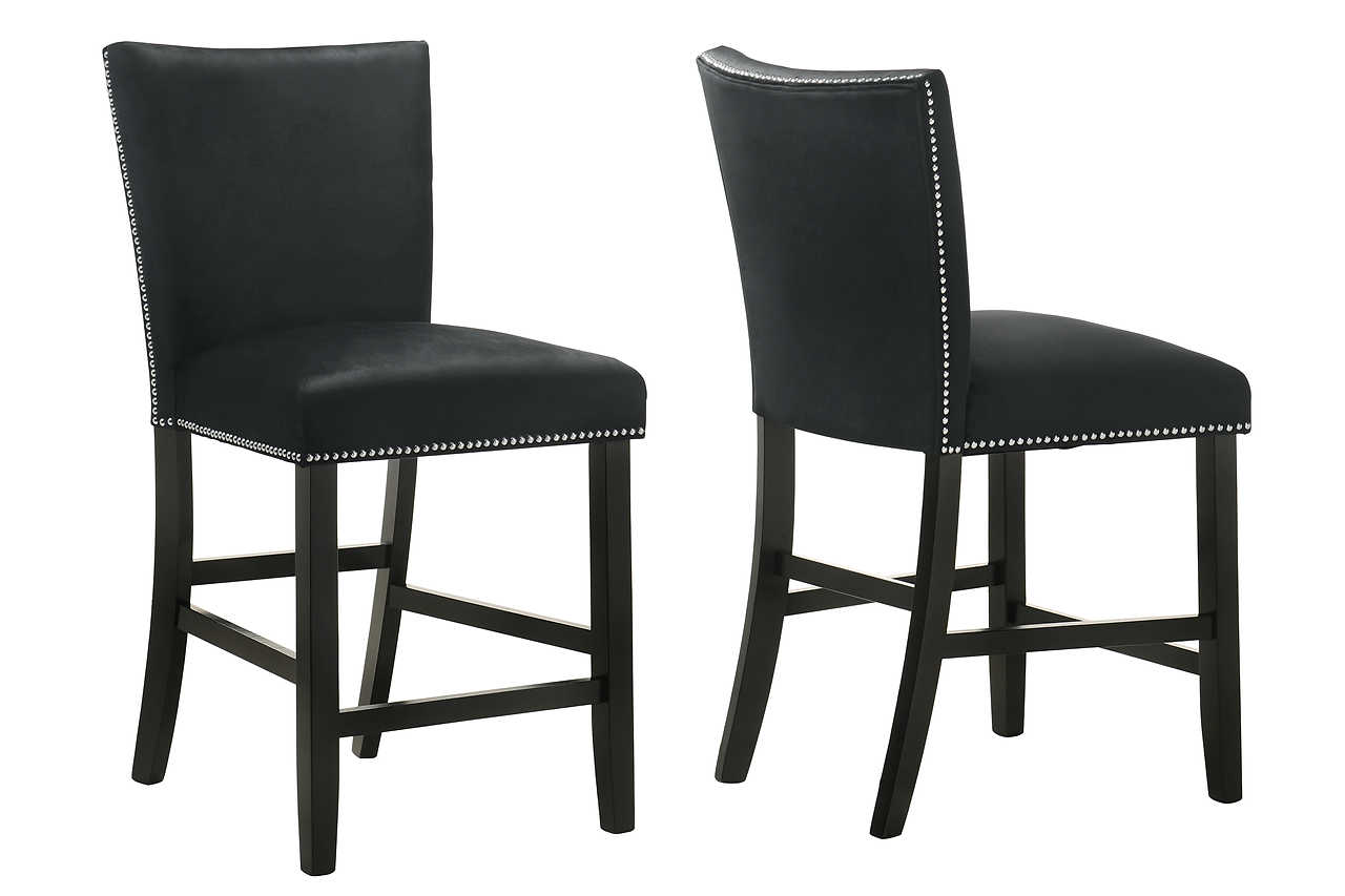 Side view of Valentino black marble counter height dining set