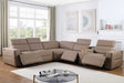 Nexus brown sectional sofa angled view showing power recliners