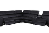Power recliner section extended on Picasso black sectional
