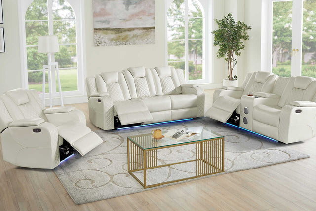 Eclipse Sand Air Leather power reclining sofa side view