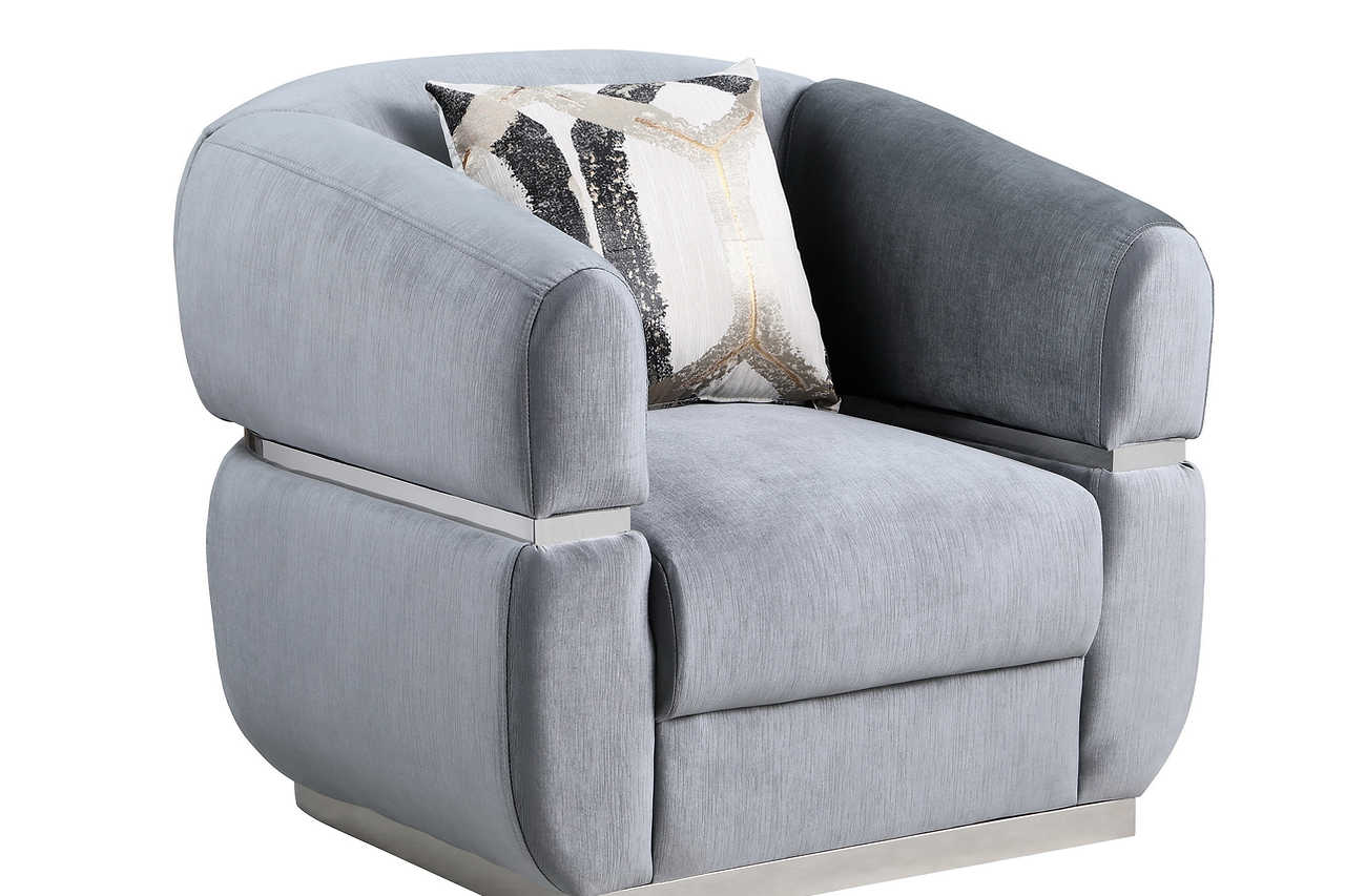 Carmela Grey Velvet Living Room Set fabric detail