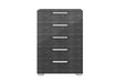 Sarah Rhombus Grey 5-Drawer Chest front view showing metallic accents