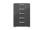 Side angle view of Sarah Geo Ice Fabric LED Panel Bedroom Set bed