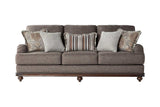 Driftwood Brown Gray Fabric Upholstered Loveseat - front and side detail