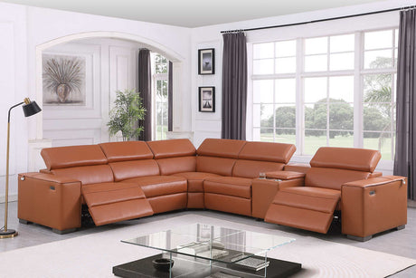 Picasso Carmel sectional sofa front view showing power recliners