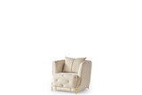 Legs detail of Elit Off White chenille chair