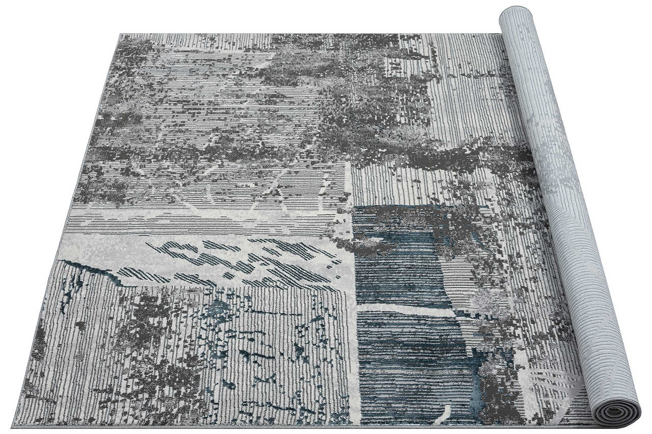 Boutique Steel 5x7 area rug rolled edge view