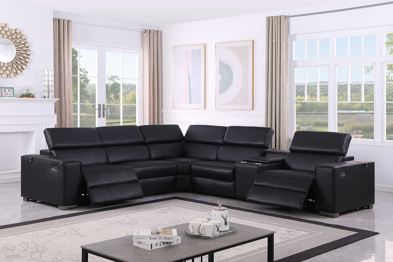 Picasso Black 6-Piece 2 Power Reclining Sectional