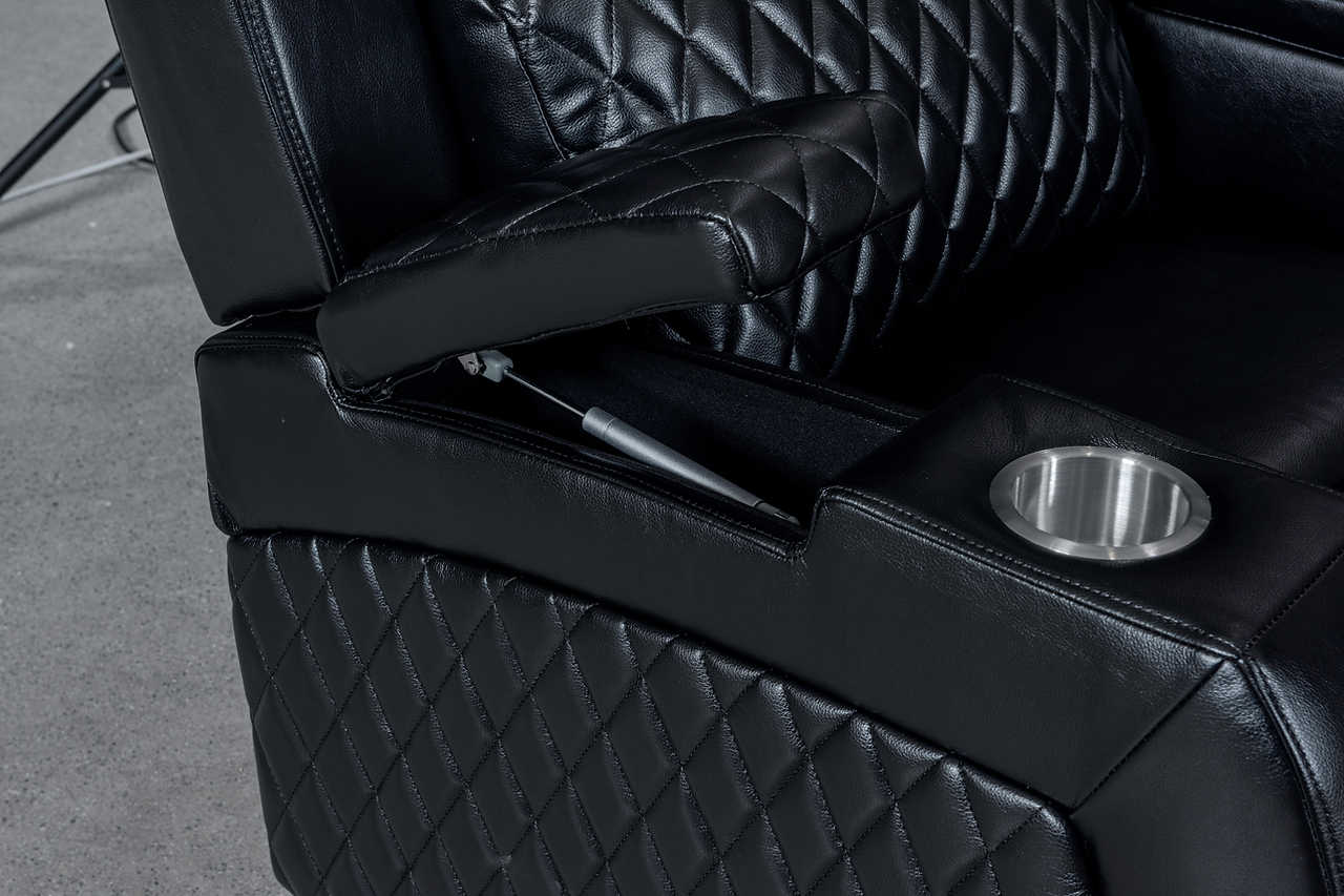Wireless charger and storage armrest detail