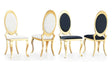 Dily Oval Velvet Dining Chair front angle in cream velvet and gold base