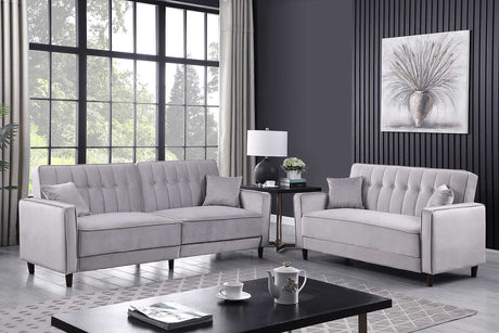 grey sofa loveseat bed set main front view