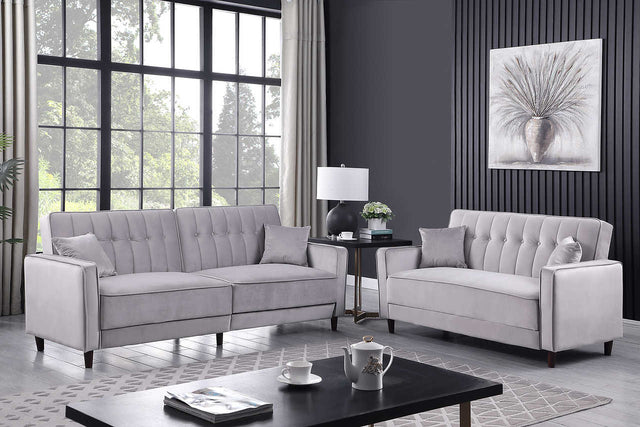 grey sofa loveseat bed set main front view