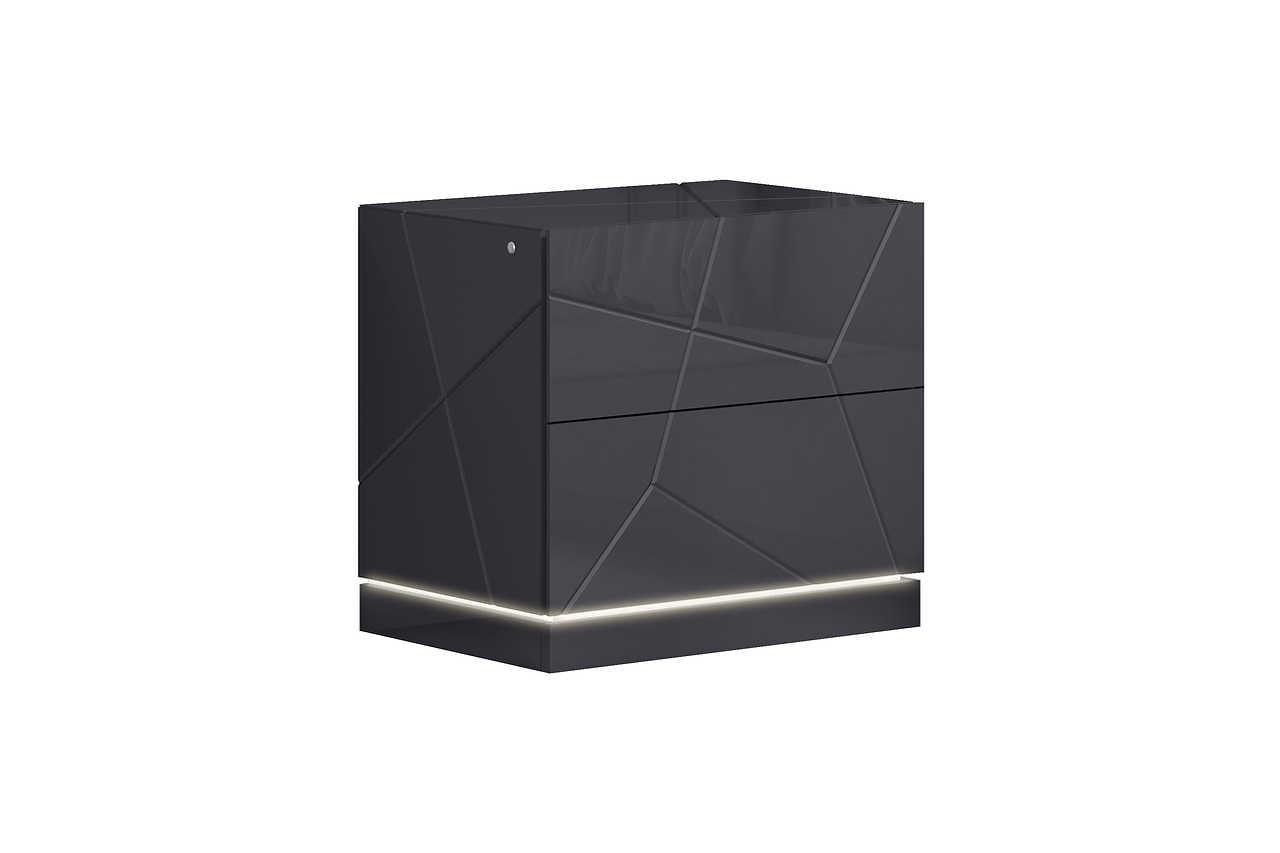 Zoe Graphite Modern Contemporary High Gloss Lacquer Solid Wood 5-Drawers Chest - Ella Furniture