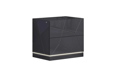 Zoe Graphite 2-Drawer Nightstand front view showing drawers