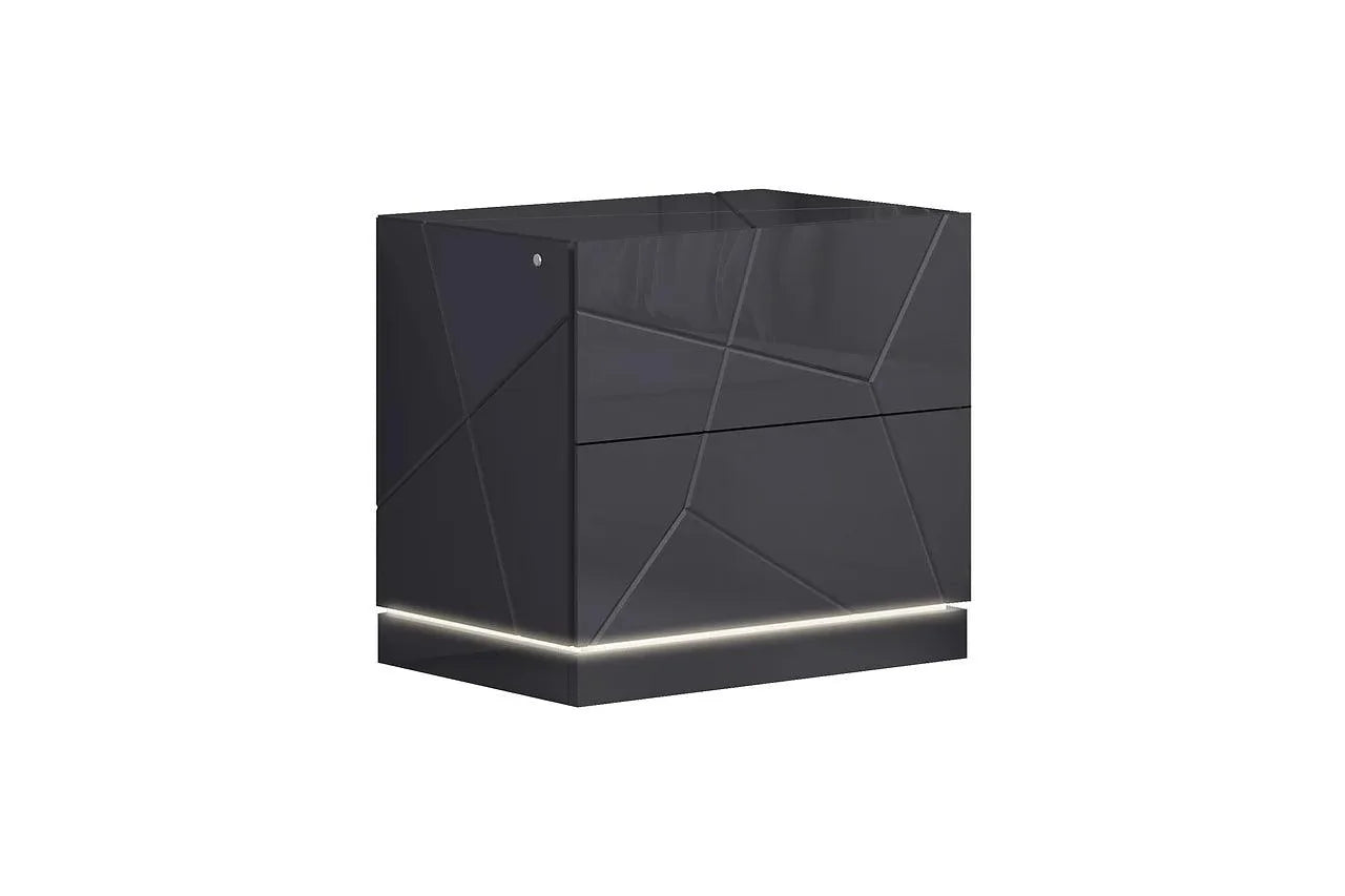 Zoe Graphite Modern Contemporary Pine Wood 2-Drawers Nightstand - Ella Furniture