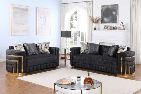 Side view of Minerva Black Velvet Living Room Set