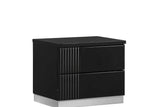 Modena Black Nightstand side angle showing two drawers