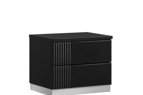 Modena Black Nightstand side angle showing two drawers