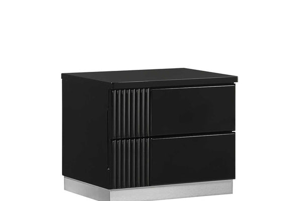 Modena Black Nightstand side angle showing two drawers