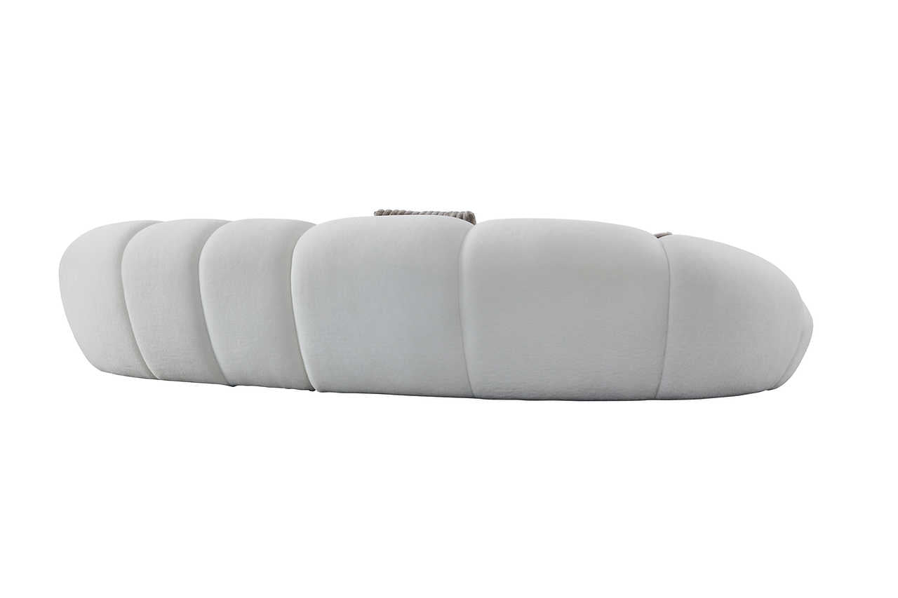 Front view of Big Cloud white fur fabric sectional sofa