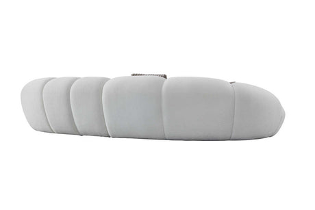 Front view of Big Cloud white fur fabric sectional sofa