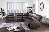 Martino Gray Faux Leather Reclining Sectional Sofa, side view