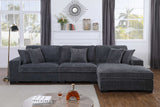 Side view of Comfy II Grey 3-Piece Sectional Sofa